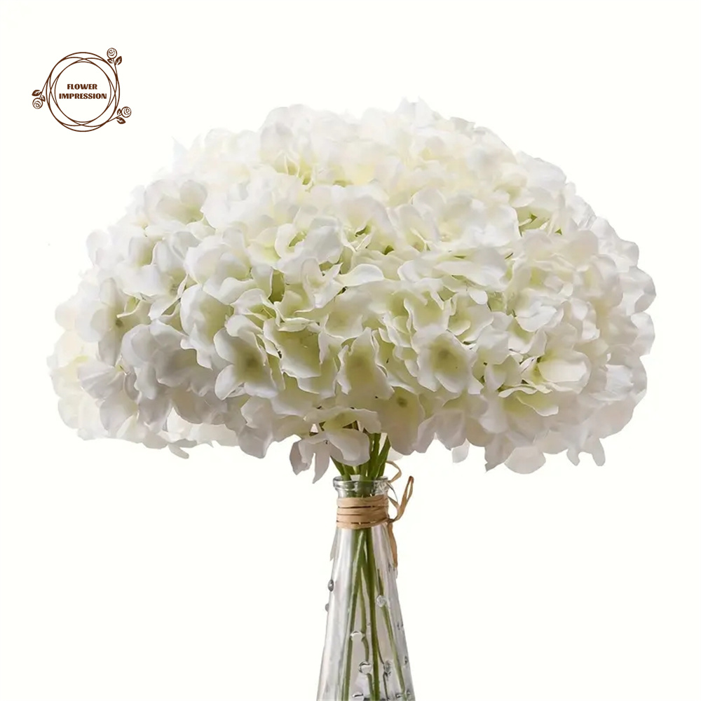 Florist Supply Bulk - 10ชิ้นหัวดอกไม้ดอกไฮเดรนเยียประดิษฐ์ที่มีลำต้นของตกแต่งงานเลี้ยงงานแต่งงานดอกไม้ปลอมเครื่องประดับบ้านช่อดอกไม้ผ้าไหมตกแต่งห้อง